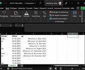 Excel-Screenshots mit den Spalten Kürzel, Kalenderdatum und den Kalenderdaten des Kürzels 