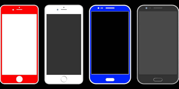 Symbolbild zeigt die Umrisse von vier Smartphones 