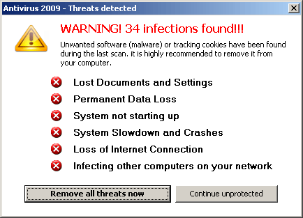 Screenshot einer gefälschten Virenwarnung