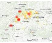 Störungs-Hotspots von Salt auf der Karte von allestörungen.ch