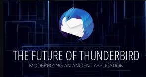 Ein Thunderbird-Logo. Darunter steht "The Future of Thunderbird" 