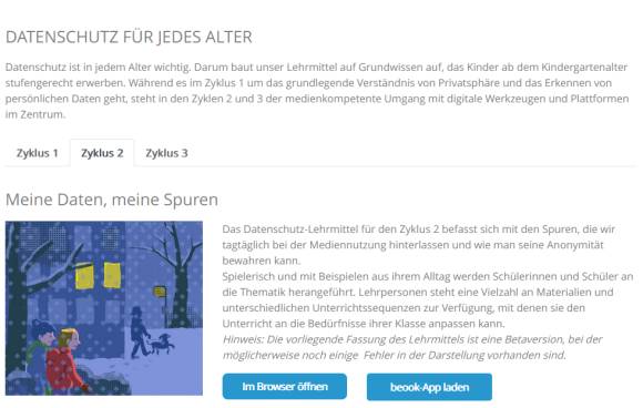 Online-Lehrmittel "Meine Daten, meine Spuren" 