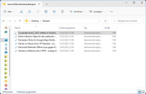 Ein Explorer-Fenster mit einigen Web-Verknüpfungsdateien 