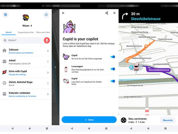 Waze mit der Amor-Funktion 