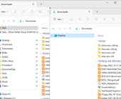 Links Originalansicht und rechts geänderte Ansicht des Windows-11-Datei-Explorers