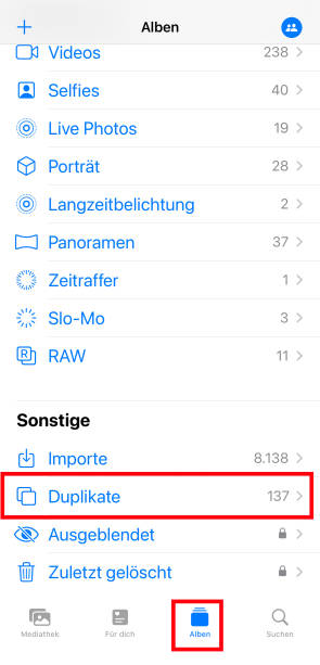 Die Duplikate-Funktion auf dem iPhone