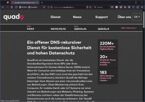 Screenshot der Quad9-Webseite 