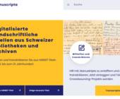 Screenshot der E-Manuscripta-Webseite