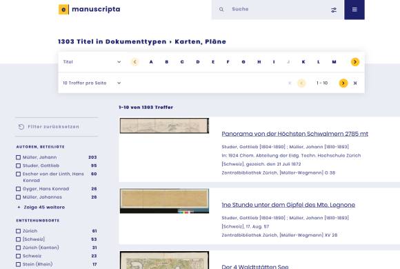Screenshot der Webseiten-Rubrik "Karten und Pläne"