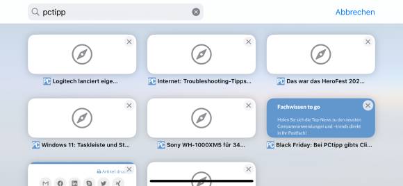 iPhone-Screenshot von Safari im Querformat