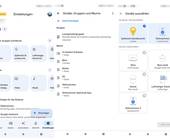 Drei Screenshots der App Google Home (Beta)