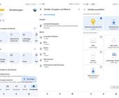 Drei Screenshots der App Google Home (Beta)