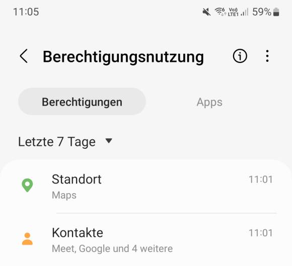 Ausschnitt aus den Datenschutz-Einstellungen eines Samsung Galaxy S22 