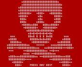 Symbolbild zeigt weissen Totenkopf aus ASCII-Zeichen auf rotem Hintergrund