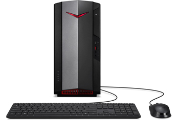 Der Acer Nitro in einem kleinen Tower-Gehäuse, plus Maus und Tastatur