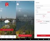 Drei Screenshots zeigen das Planen einer Reise innerhalb der Schweiz