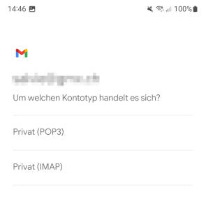 Gmail-Einstellung für ein POP3-Konto