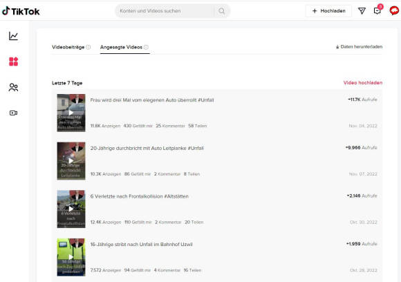 Screenshot  einer TikTok-Statistik