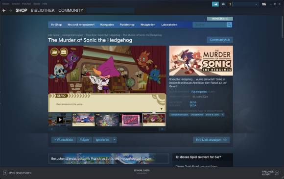 Screenshot des Gratis-Games im Steam-Store 