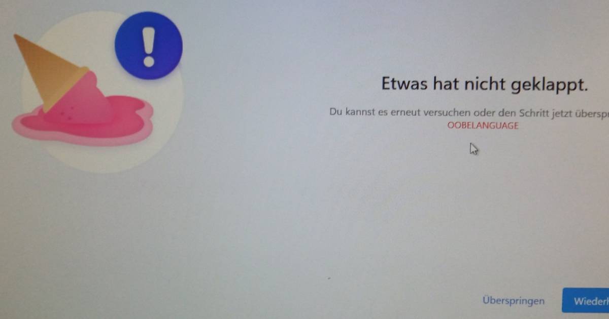 Windows11Inbetriebnahme «Etwas hat nicht geklappt» pctipp.ch