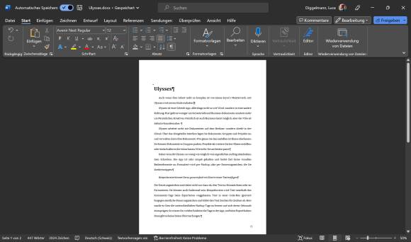 Von Ulysses exportiertes Dokument in MS Word