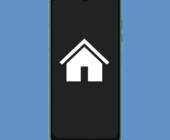 Auf einem Smartphone ist ein grosses Home-Symbol abgebildet