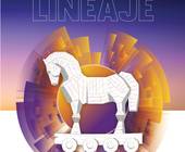 Lineaje-Schriftzug und ein trojanisches Pferd