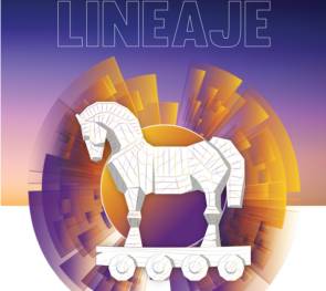 Lineaje-Schriftzug und ein trojanisches Pferd 