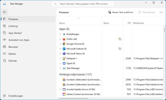 Screenshot des Windows 11 Task-Managers 