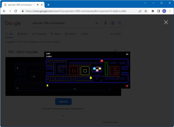 Kleines Pac-Man-Spiel bei Google