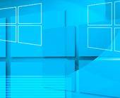 Dekorative Anordnung von Windows-Logos in Hellblau-Tönen