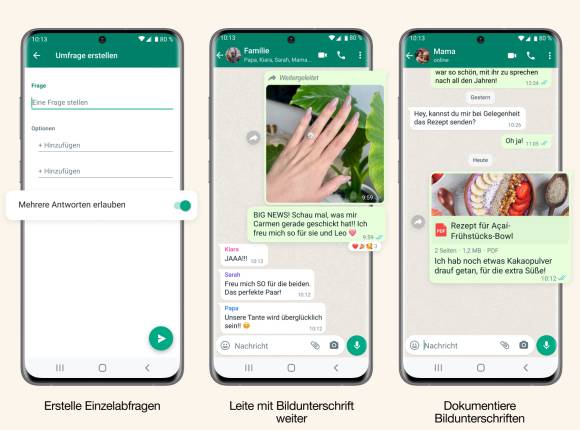 Drei Screenshots zeigen die neuen Funktionen