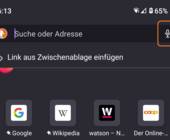 Firefox unter Android, noch mit aktiviertem Mikrofon-Symbol