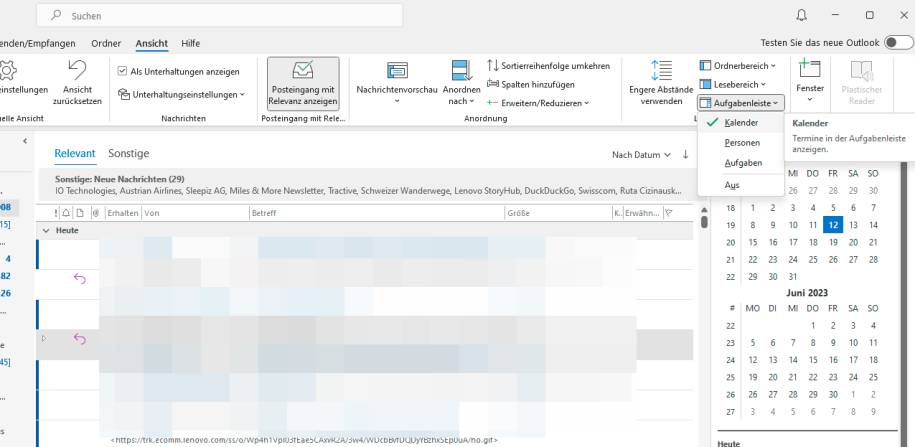 In der neuen Outlook-365-Version Kalender wieder rechts anzeigen – so