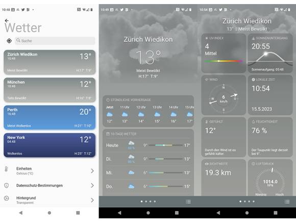 Wetter-App für Android im iOS-Stil 