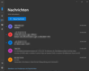 Die Smartphone-Link-App unter Windows zeigt SMS, die auf dem Smartphone liegen 