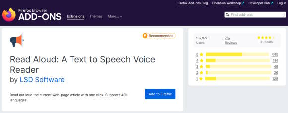 Installation des Read-Aloud-Add-ons im Firefox