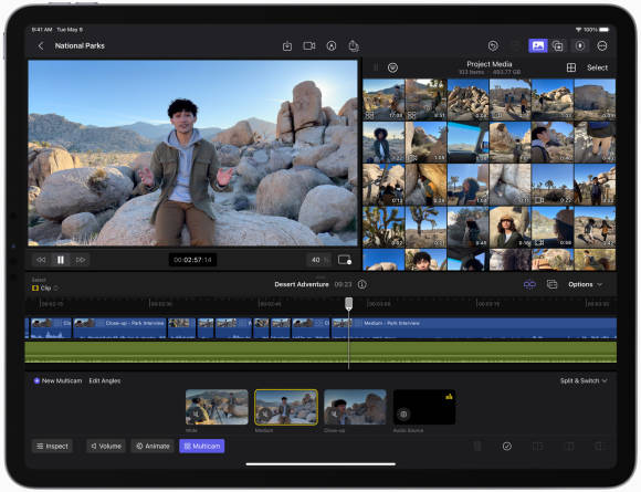 Die Oberfläche von Final Cut Pro auf dem iPad