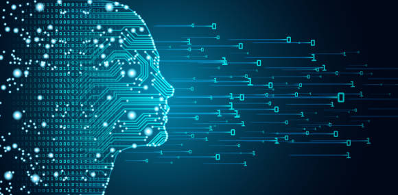 Dekoratives Bild zeigt digitalisierten Kopf 