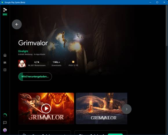 Download des Beispiel-Spiels Grimvalor