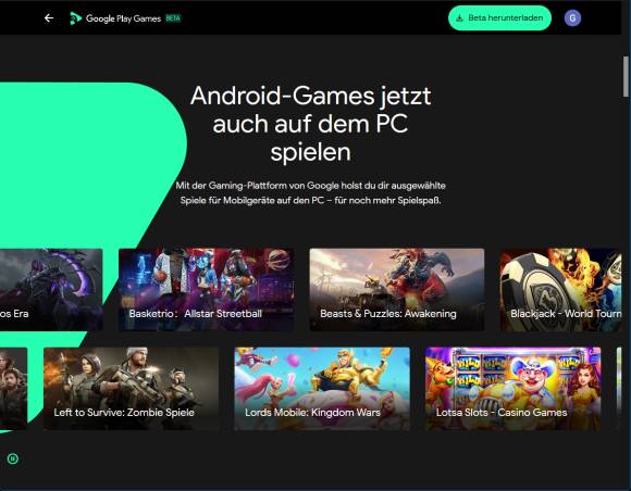 Google Play Games Webseite 