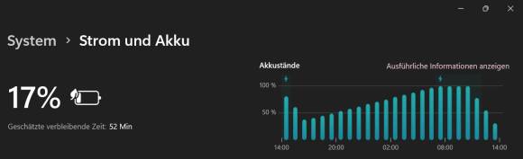Screenshot der Akkuanzeige des ThinkPad