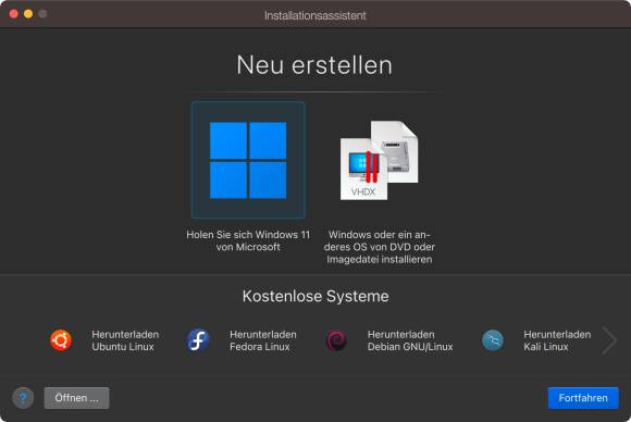 Der Dialog, um mit wenigen Klicks Windows zu installieren