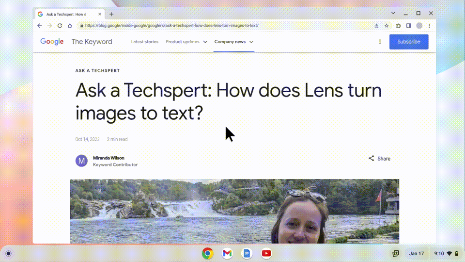 Animiertes GIF zeigt Googles Beispiel zum neuen Lesemodus