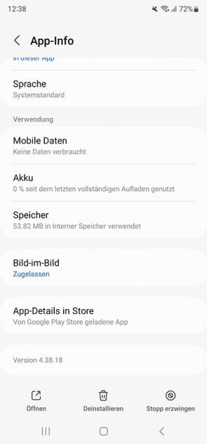 Screenshot App-Informationen