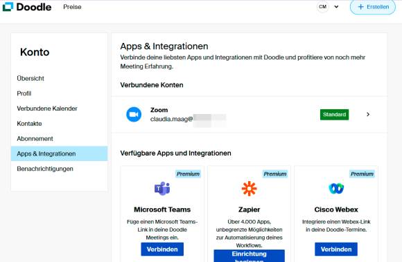 Die Web-Konferenz-Integration bei Doodle