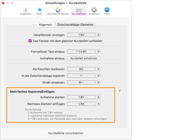Die Einstellungen von CopyLess
