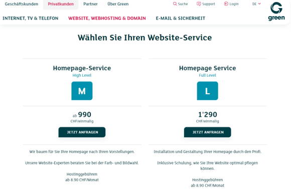 Green.ch Webseiten-Buchungs-Infos
