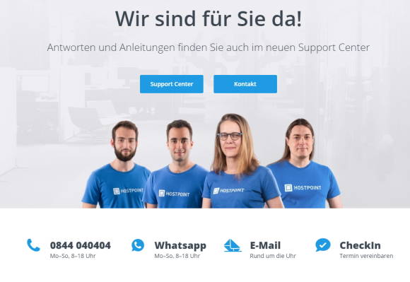 Supportseite von Hostpoint.ch