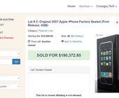 Screenshot der Auktion zeigt Schlusspreis 190372,80 Dollars